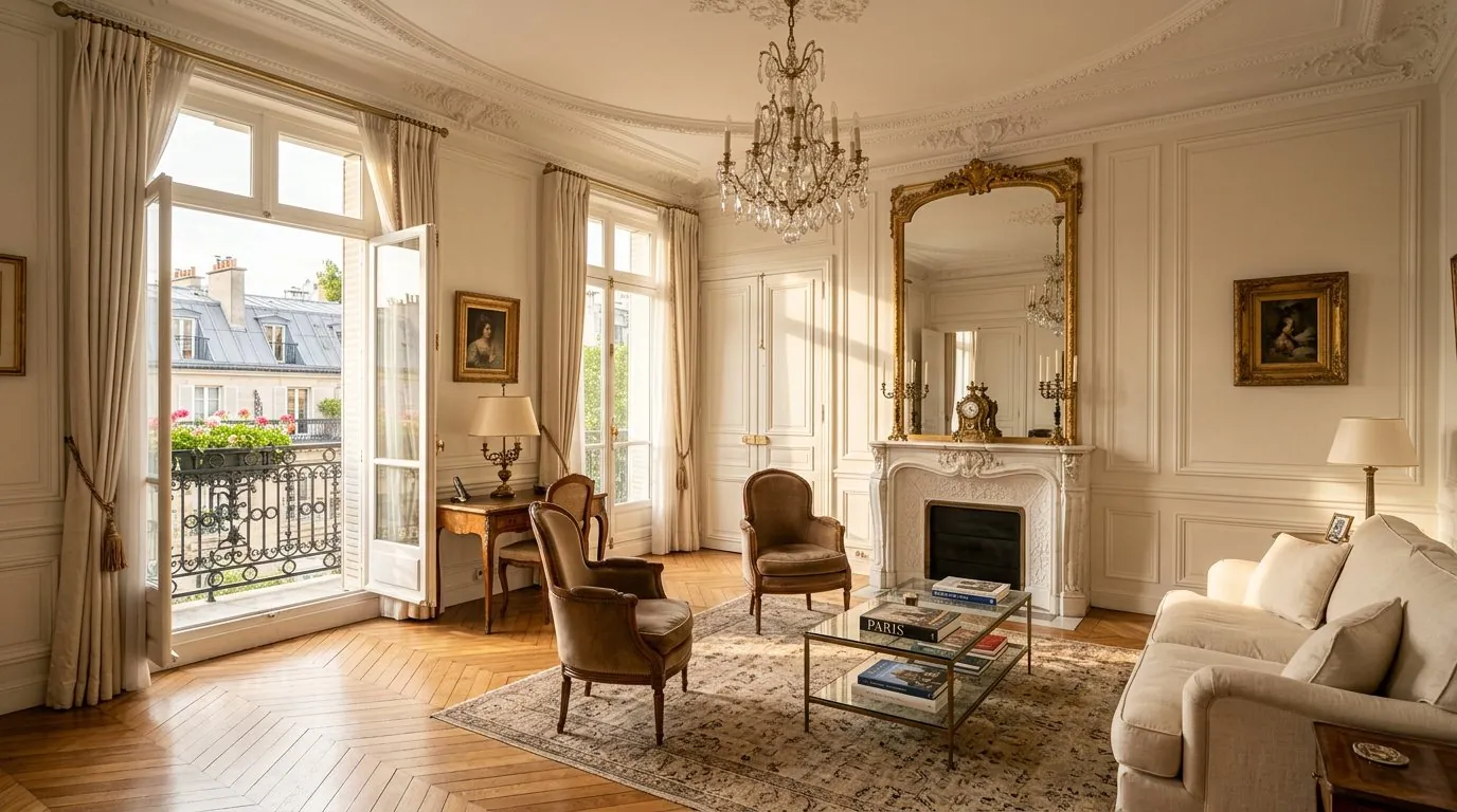 Salón clásico de un piso parisino, imagen conceptual